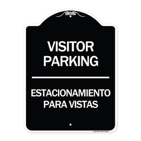 Signmission Bilingual Reserved Parking Visitor Parking Estacionamiento Para Visitas, A-DES-BW-1824-24299 A-DES-BW-1824-24299